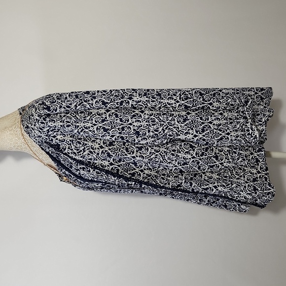 Great Northwest Womens Size XL Blue Pin Tuck Lace Accent Button Down Peasant Top - Picture 9 of 14